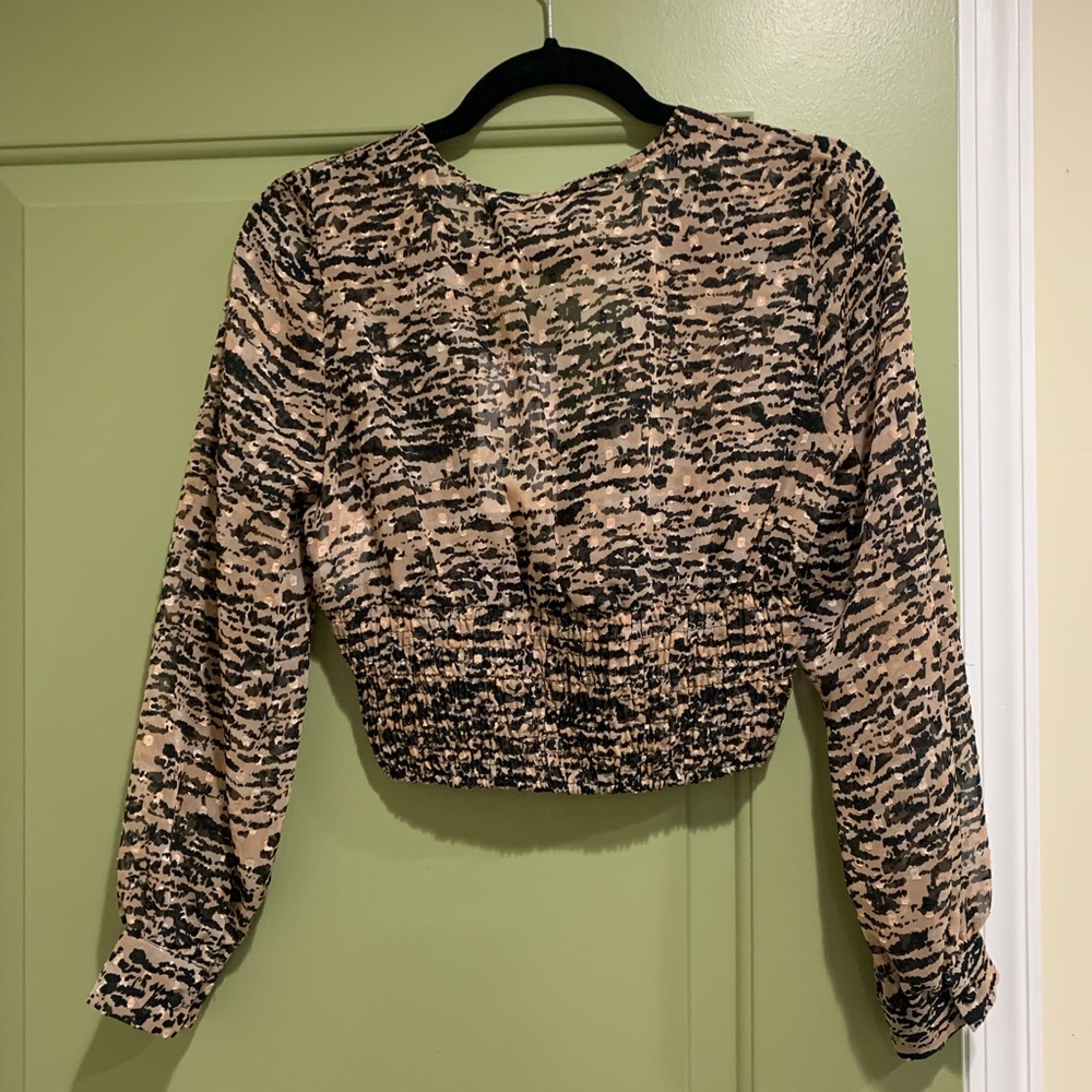 Cropped zebra print top with bow